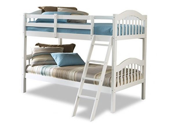 1. Storkcraft Long Horn Solid Hardwood Twin Bunk Bed, White